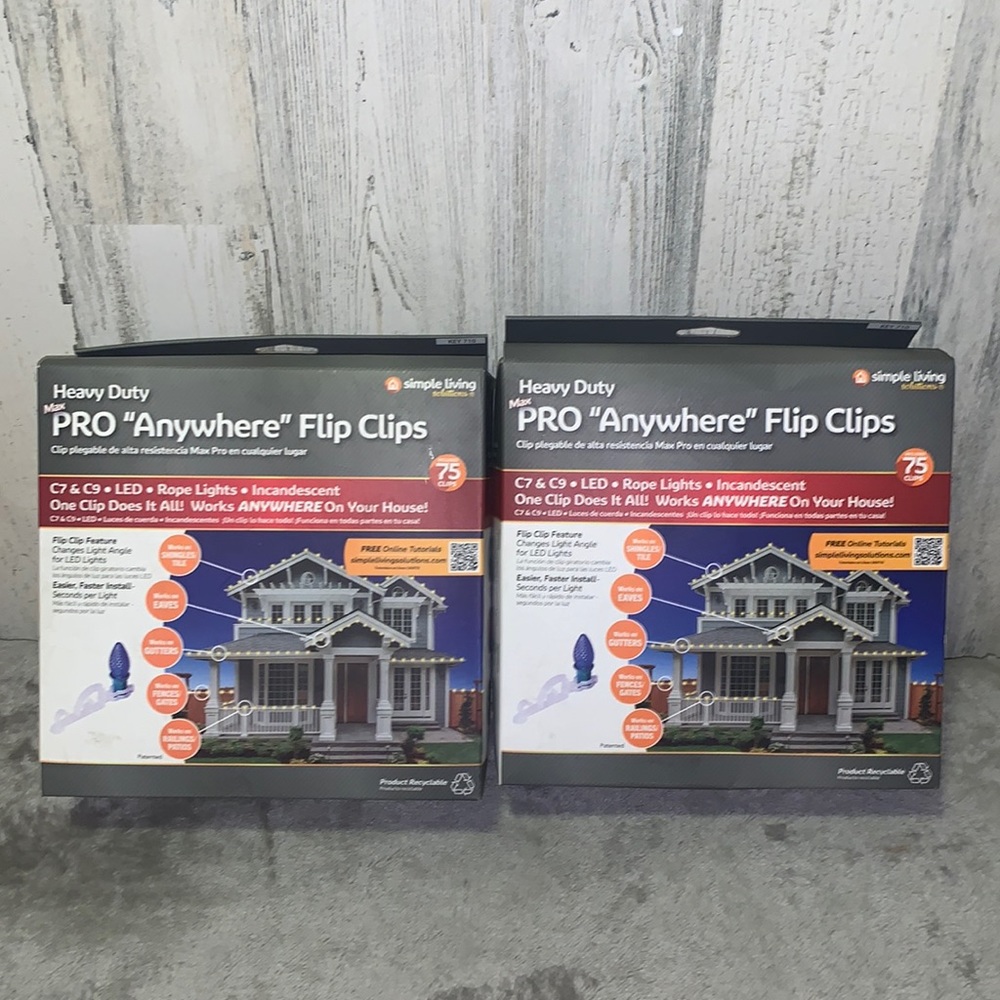 0523 TWO BOXES OF Simply Living 175CT Heavy Duty Max Pro “Anywhere” Flip Clips